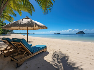 Le morne beach mauritius tropical beach with palm trees and white sand blue ocean