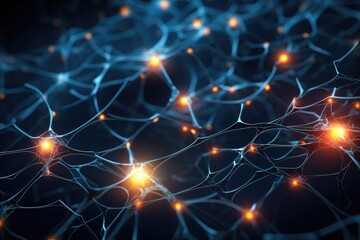 Neural Network Synapse Illustration - obrazy, fototapety, plakaty
