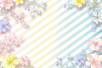 Pastel Stripes and Floral Design Background. A gentle background with pastel stripes and delicate flowers.