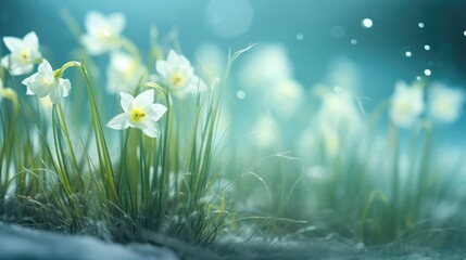 Twilight Bloom: Snowdrops and Magical Bokeh..Ethereal snowdrops glow amidst a dreamlike bokeh.