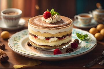 Cake with Cream and Chocolate