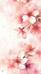 Fototapeta na wymiar Watercolor Cherry Blossoms Artwork. Artistic watercolor rendition of cherry blossoms in bloom.