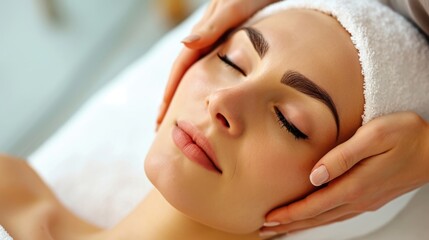 Fototapeta na wymiar Relaxing Spa Facial Treatment