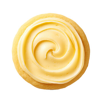 A Sugar Cookie with Yellow Frosting Isolated on a Transparent Background 