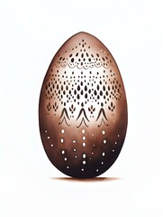 Drawing of a Easter Egg in dark brown Watercolors. White Background with Copy Space
