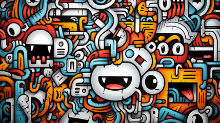 Funny doodle seamless pattern, artistic background