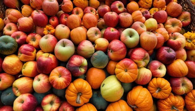  a pile of apples and oranges sitting next to each other on top of a pile of other apples and oranges on top of each other in a basket.