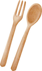 watercolor wooden spoon