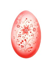 Drawing of a Easter Egg in light red Watercolors. White Background with Copy Space