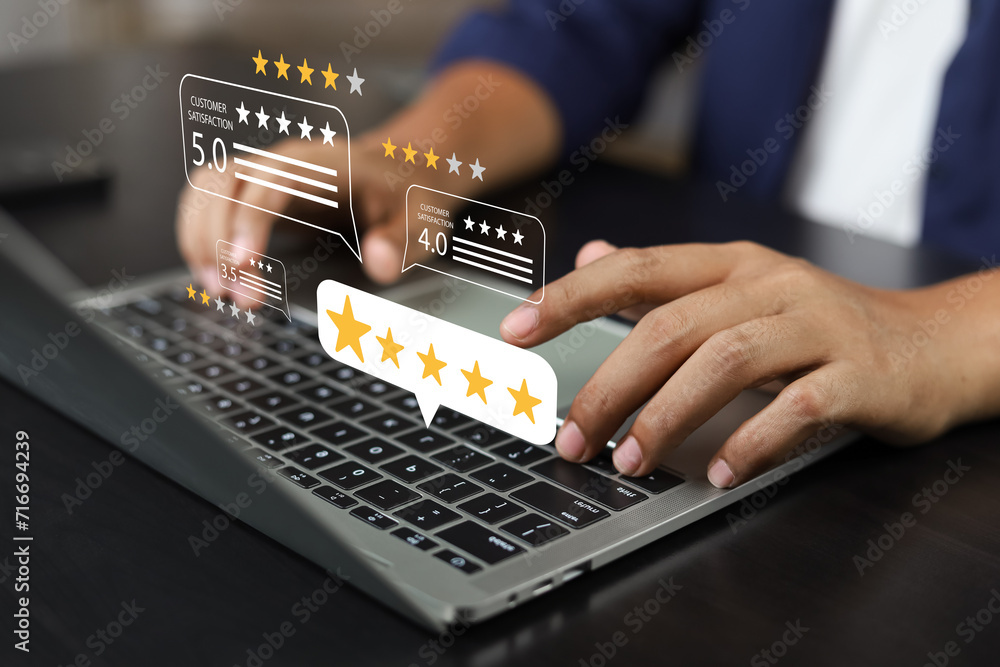 Canvas Prints online customer satisfaction survey service concept, client rate service from experience in applicat