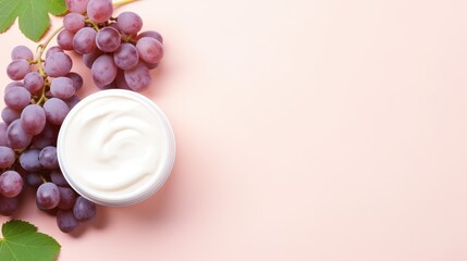 Natural beauty skin care product with grape. Trend grape by-products in sustainable cosmetics. Organic cosmetics with grape seed oil. Zero Waste Winemaking