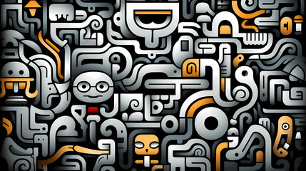 Funny doodle seamless pattern, artistic background