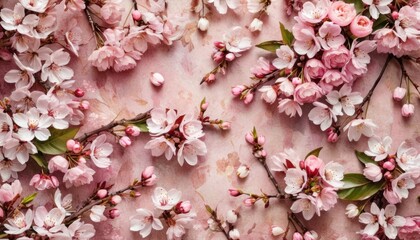  a close up of pink flowers on a pink and white background with a pattern of pink and white flowers on the left side of the image, and pink and white flowers on the right side of the.