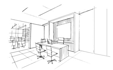 Drawing exterior and interior architectural lines. , Graphic assembly in architecture and interior design work. ,Sketch ideas for interior or exterior designs.
