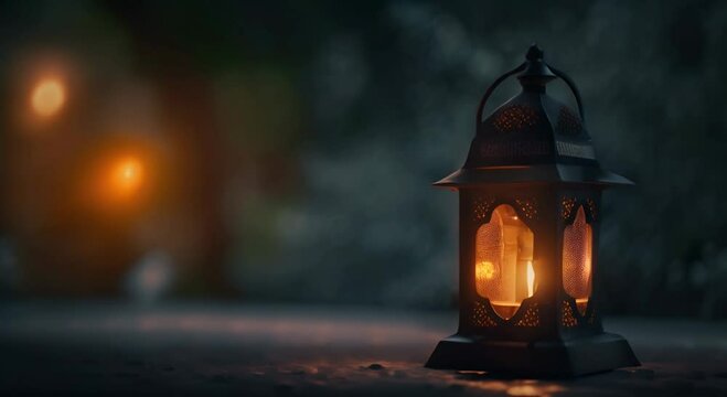 Ramadan lantern on a dark background. The concept of the holy month of Ramadan.