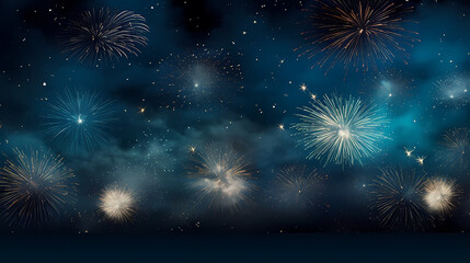 Fototapeta premium Beautiful fireworks background at night for holiday decoration