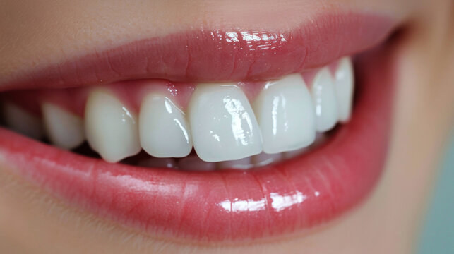 Close Up of Womans Smile With White Teeth