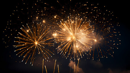 Fototapeta premium Beautiful fireworks background at night for holiday decoration