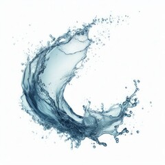 A dynamic splash of light blue water against a white background, forming a crescent shape.