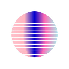 An abstract cut out transparent retro neon circle design element.