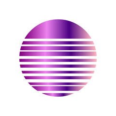 An abstract cut out transparent retro neon circle design element.