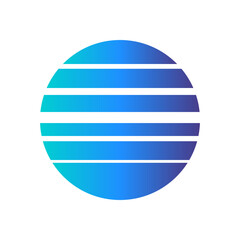 An abstract cut out transparent retro neon circle design element.