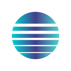 An abstract cut out transparent retro neon circle design element.
