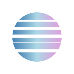 An abstract cut out transparent retro neon circle design element.