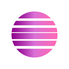 An abstract cut out transparent retro neon circle design element.