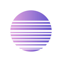 An abstract cut out transparent retro neon circle design element.