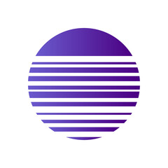 An abstract cut out transparent retro neon circle design element.