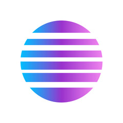 An abstract cut out transparent retro neon circle design element.