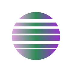 An abstract cut out transparent retro neon circle design element.