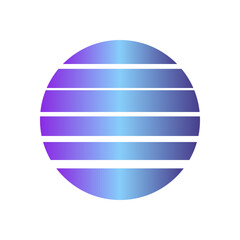 An abstract cut out transparent retro neon circle design element.