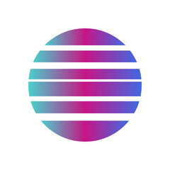 An abstract cut out transparent retro neon circle design element.