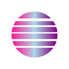 An abstract cut out transparent retro neon circle design element.