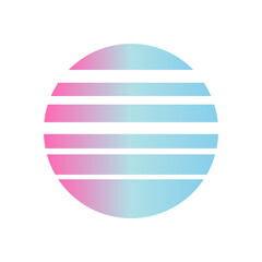 An abstract cut out transparent retro neon circle design element.