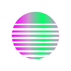 An abstract cut out transparent retro neon circle design element.