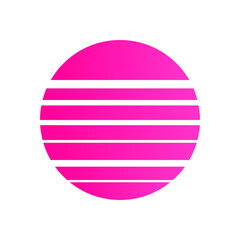 An abstract cut out transparent retro neon circle design element.