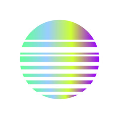 An abstract cut out transparent retro neon circle design element.