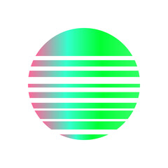 An abstract cut out transparent retro neon circle design element.
