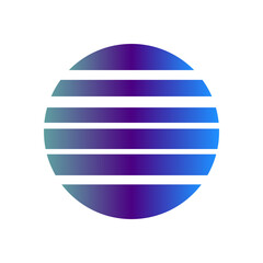 An abstract cut out transparent retro neon circle design element.