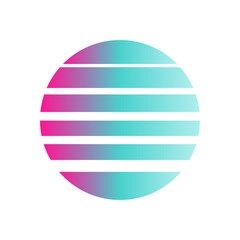 An abstract cut out transparent retro neon circle design element.