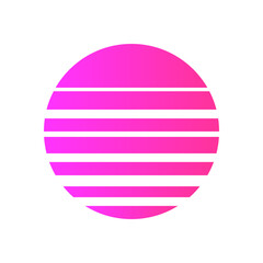 An abstract cut out transparent retro neon circle design element.