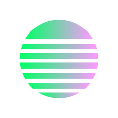 An abstract cut out transparent retro neon circle design element.