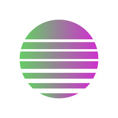 An abstract cut out transparent retro neon circle design element.