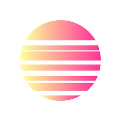 An abstract cut out transparent retro neon circle design element.