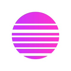 An abstract cut out transparent retro neon circle design element.