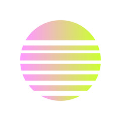 An abstract cut out transparent retro neon circle design element.