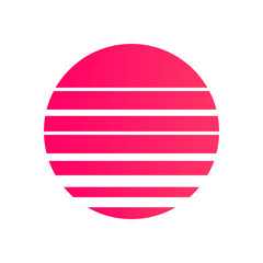 An abstract cut out transparent retro neon circle design element.